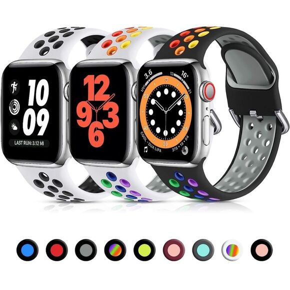 Lerobo 3 Pack Sport Bands Compatible with Apple Watch - Picture 1 of 10